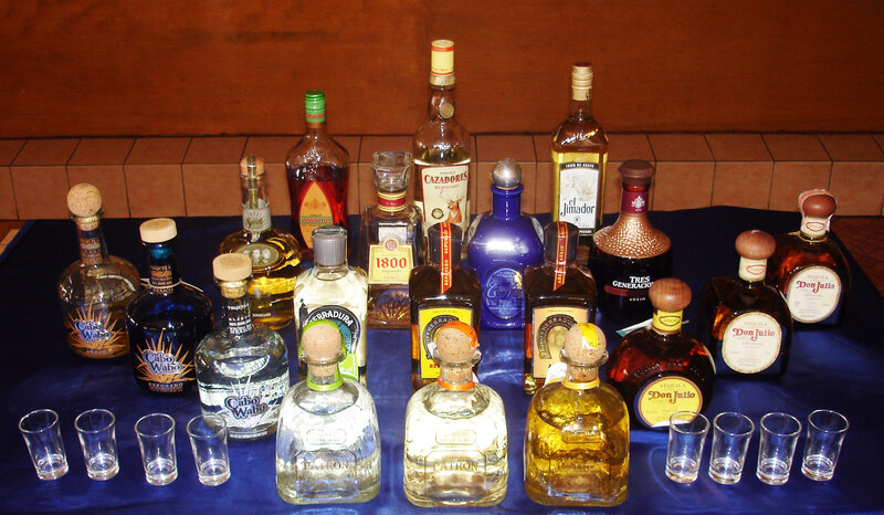 Tequila Bottles on Table
