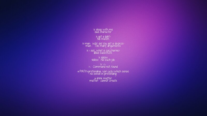 terminal text on purple background