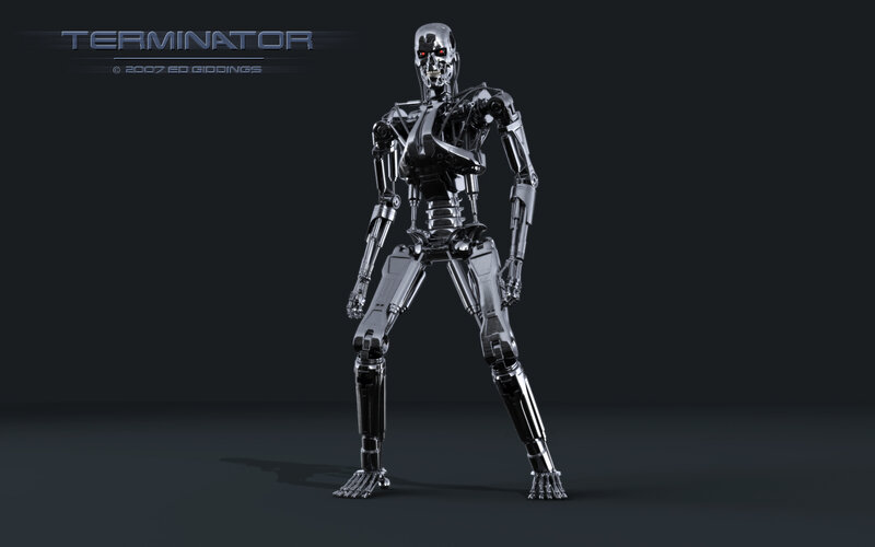 Terminator Endoskeleton — Black, Dramatic, 3d Render, Robot, Skeletal Frame