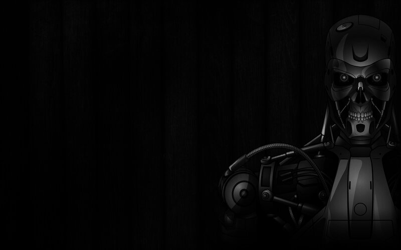 Terminator Endoskeleton — Black, Dramatic, Night