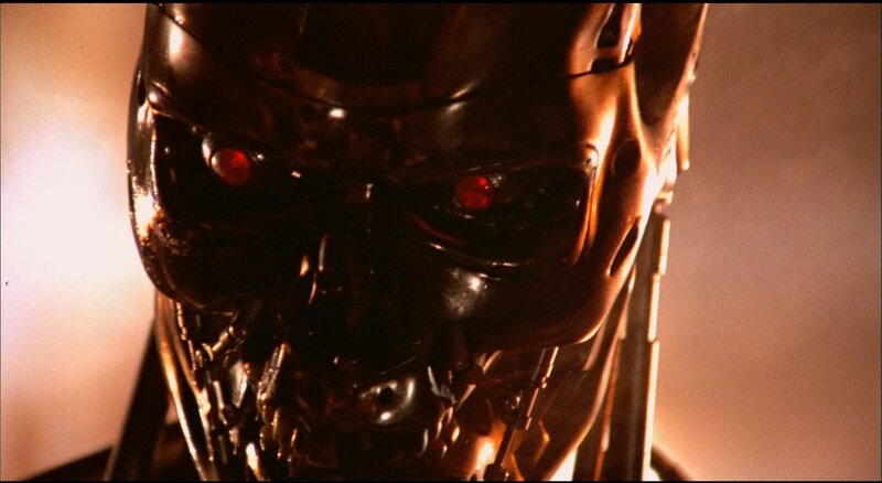 Terminator Endoskeleton — Black, Dramatic, Photograph, Robot, Red Eyes