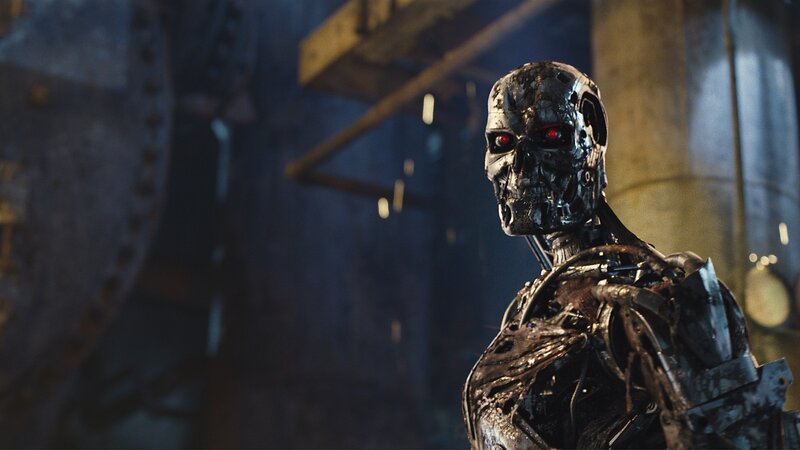 Terminator Endoskeleton — Black, Dramatic, Photograph, Robot, Skull, Red Eyes