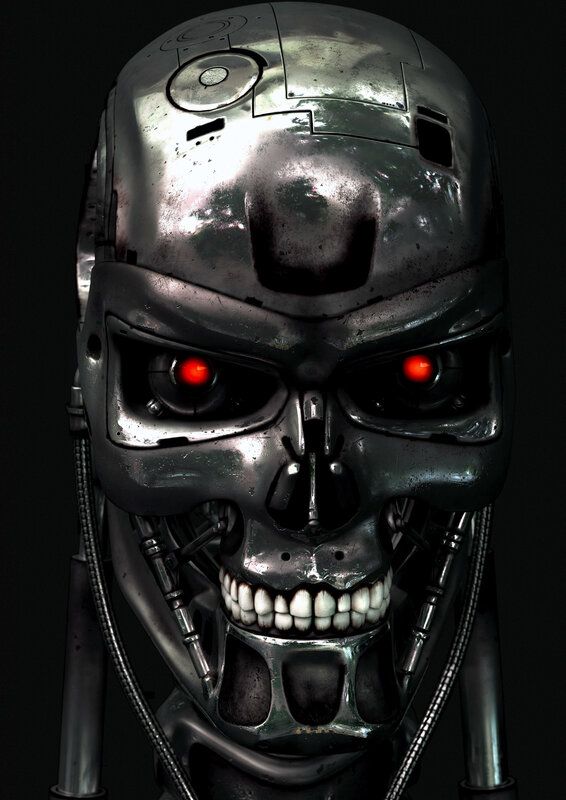 Terminator Endoskeleton Head — Black, Intense