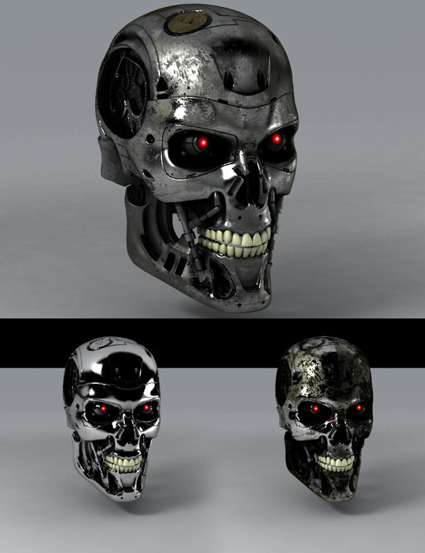 Terminator Endoskeleton Head — Gray, Dramatic