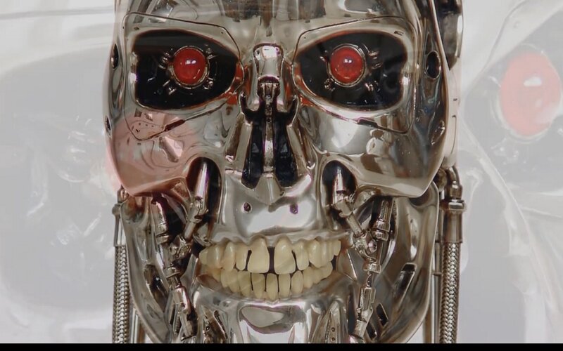 Terminator Endoskeleton Head — Silver, Dramatic