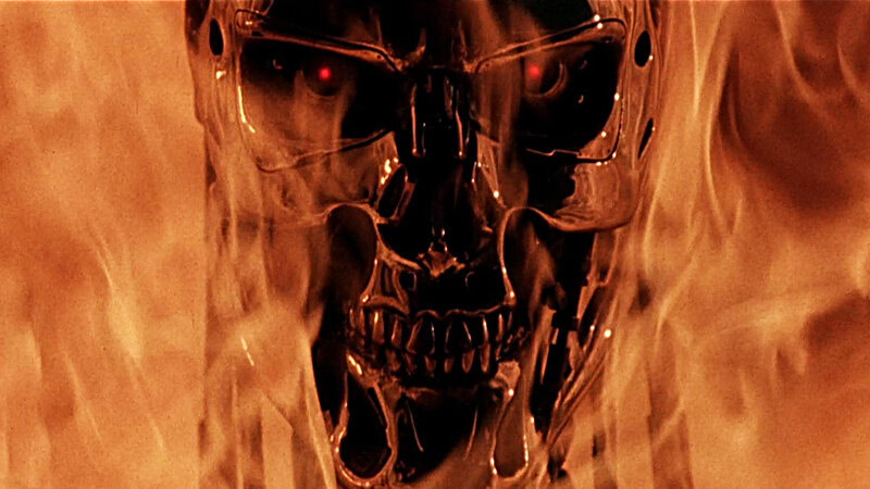 Terminator endoskeleton in flames