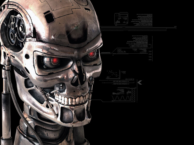 Terminator Endoskeleton — Silver, Dramatic, Digital Art