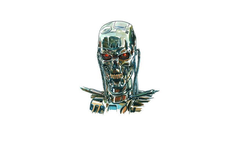 Terminator Endoskeleton — Silver, Dramatic, Illustration