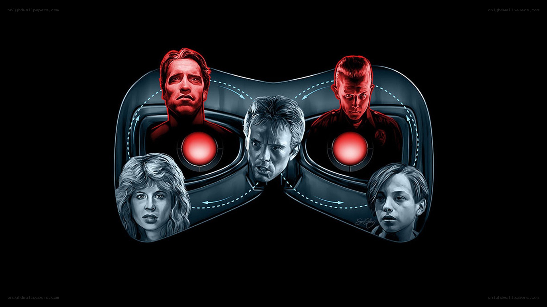 Terminator movie character collage