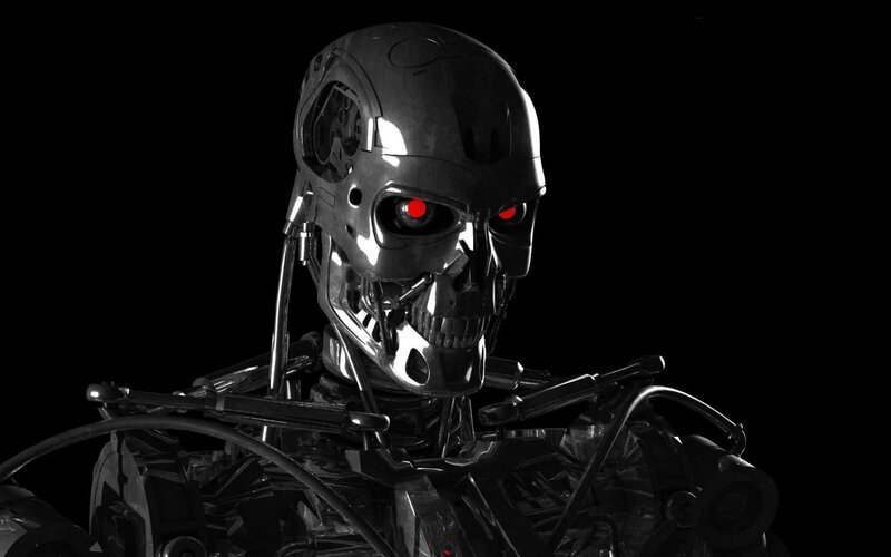 Terminator Robot Head — Black, Dramatic