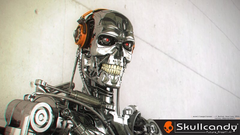 Terminator Robot Head — Gray, Dramatic, 3d Render