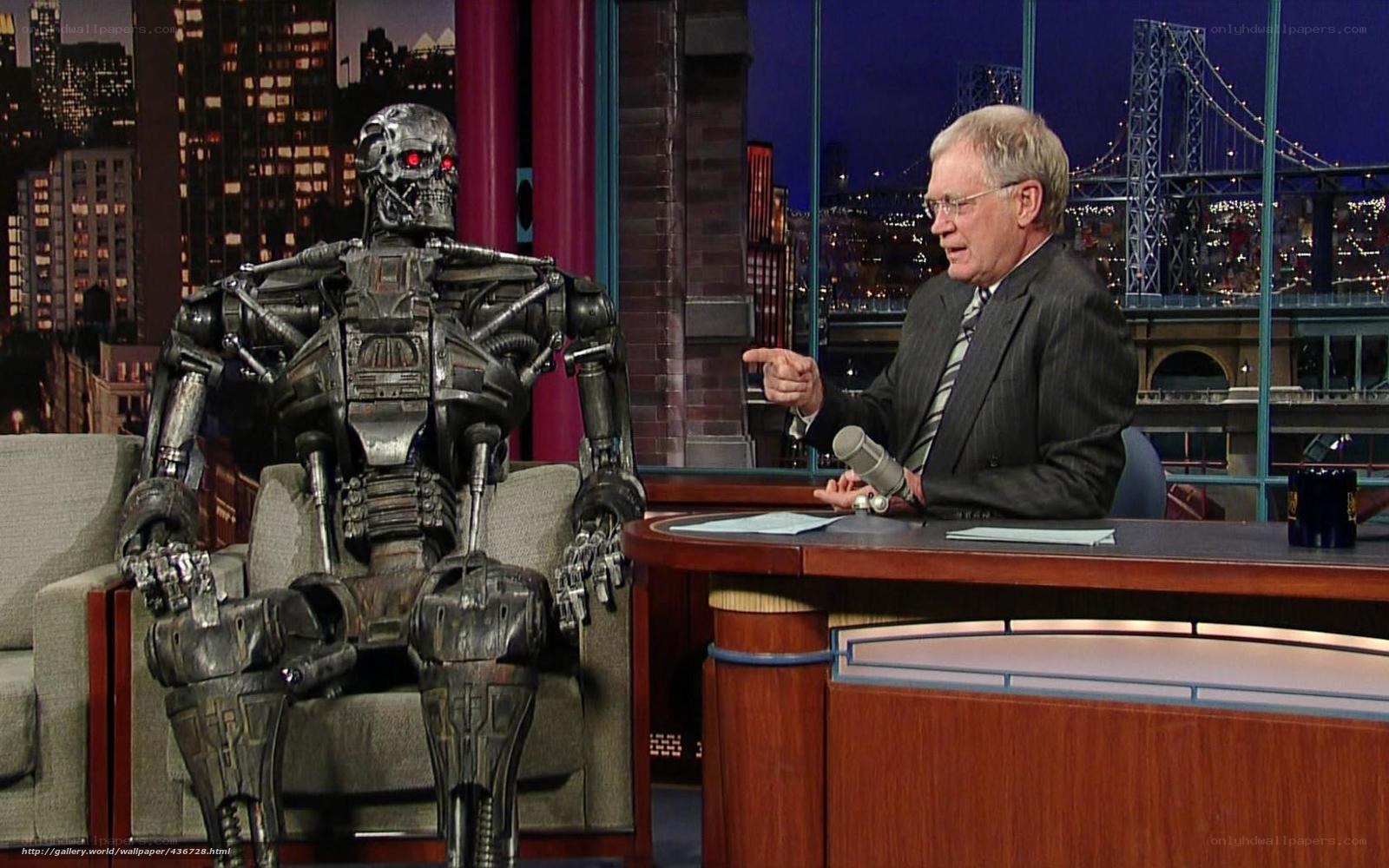 Terminator robot on talk show
