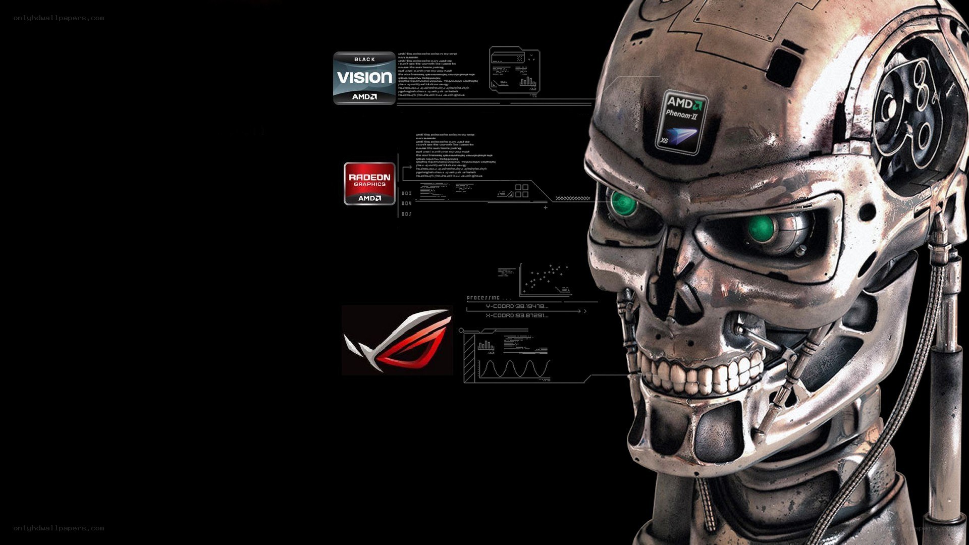 Terminator robot with AMD logos