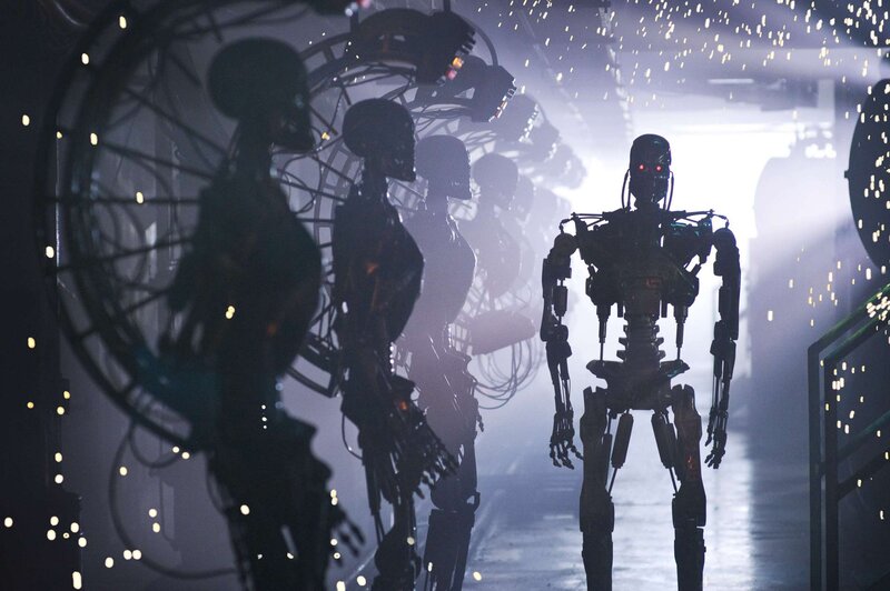 Terminator robots in factory