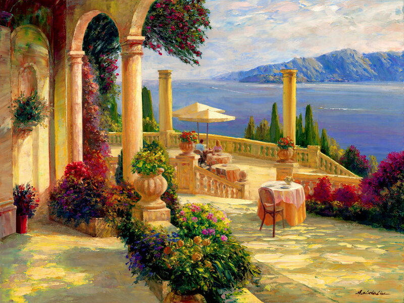 Terrace Overlooking Lake