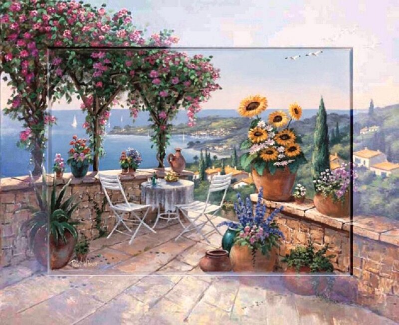 Terrace with Sunflowers