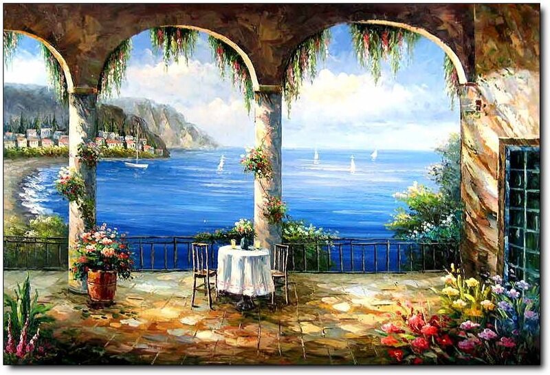 Terrace with Table and Sea View
