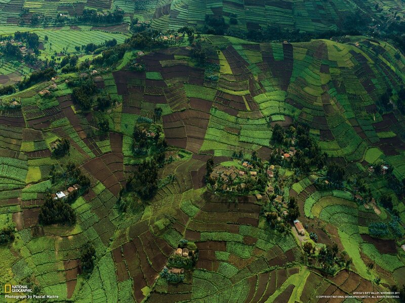 Terraced farms in Africa