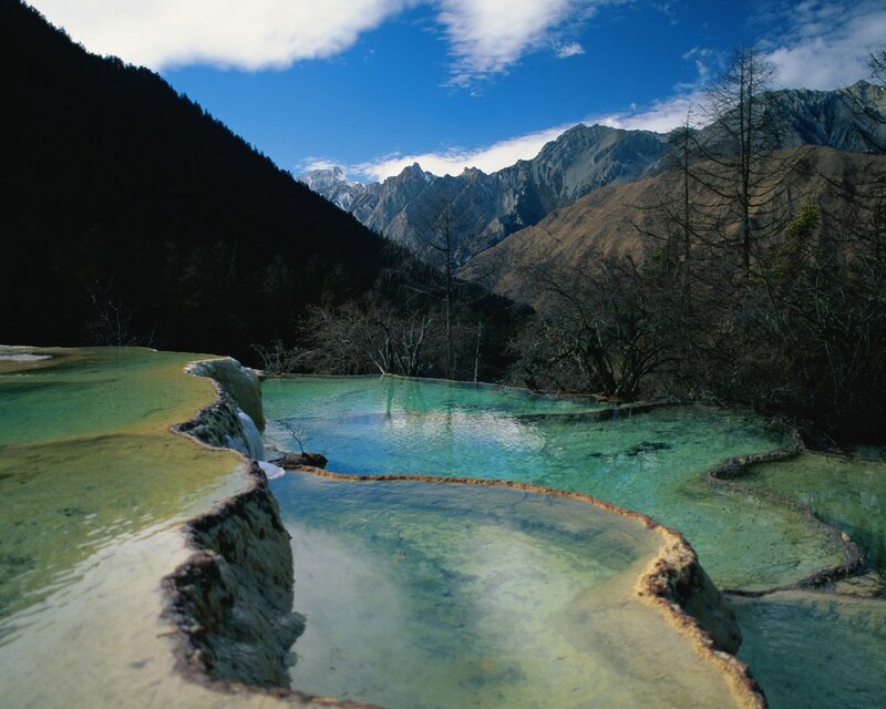 Terraced Pools in Mountains
