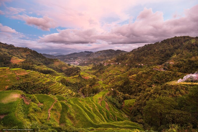 Terraced Rice Fields — Green, Serene, Sunset, Photograph, Mountains, Village