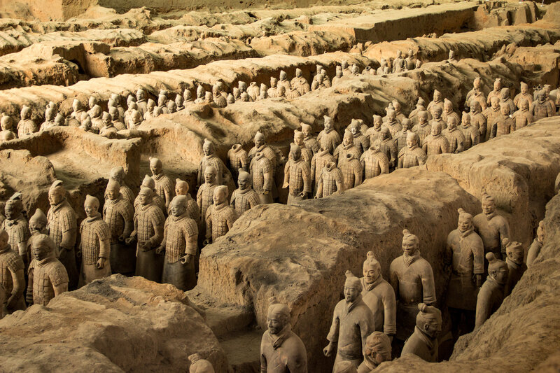 Terracotta Army Soldiers — Brown, Historical, Photograph