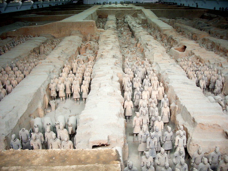 Terracotta Army Soldiers — Brown, Historical, Photograph, Trenches
