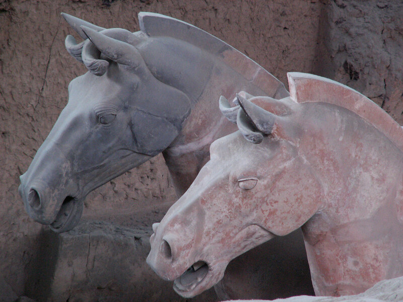 Terracotta horse heads