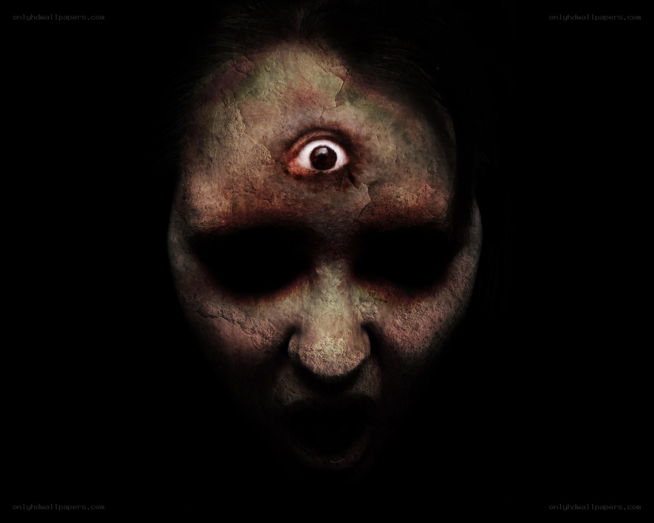 terrifying face with third eye
