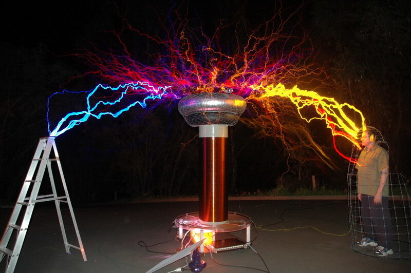Tesla Coil Discharging — Black