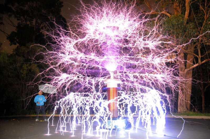 Tesla Coil Discharging — Purple