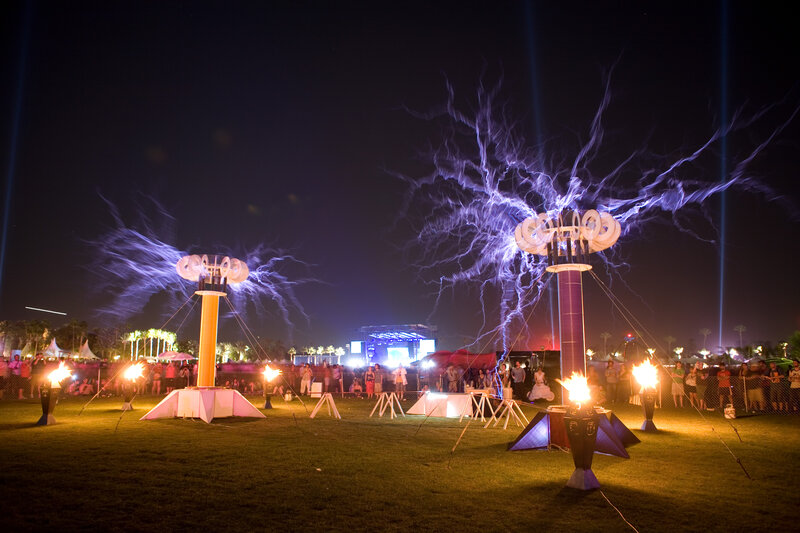 Tesla coils at night festival