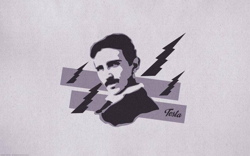 Tesla illustration with lightning