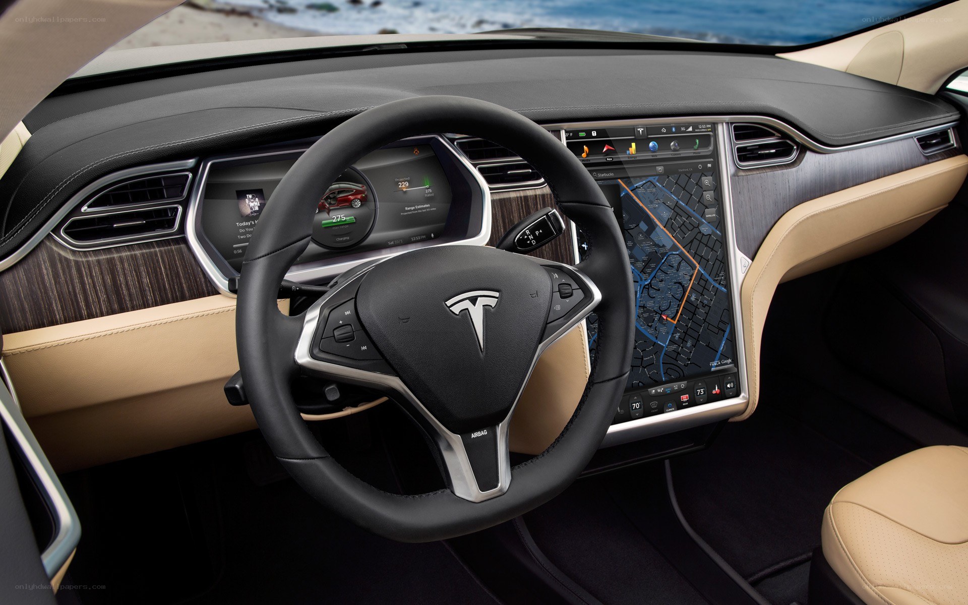 Tesla Model S interior dashboard