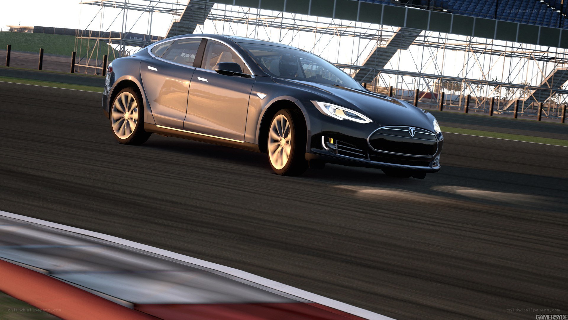 Tesla Model S on a racetrack