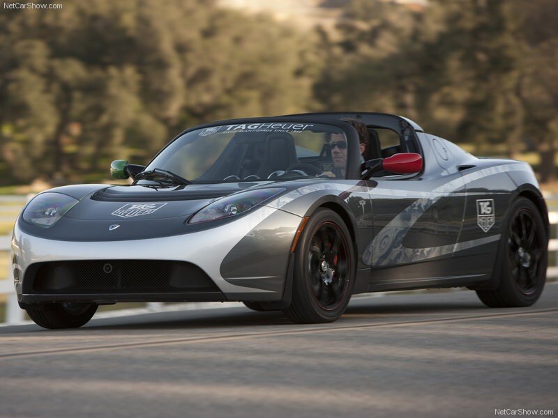 Tesla Roadster with Tag Heuer livery