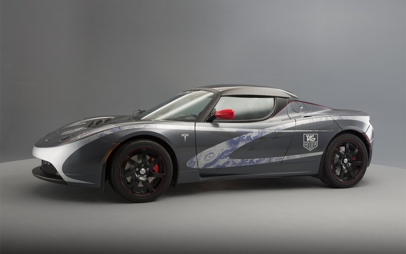 Tesla Roadster with TAG Heuer livery