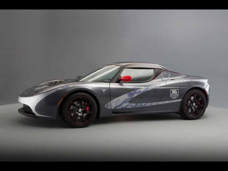 Tesla Roadster with TAG Heuer livery