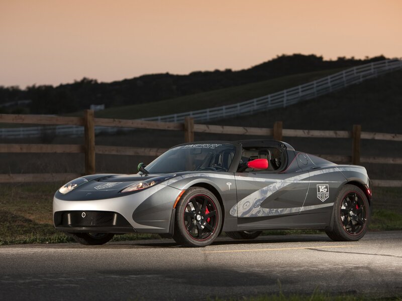 Tesla Roadster with TAG Heuer livery