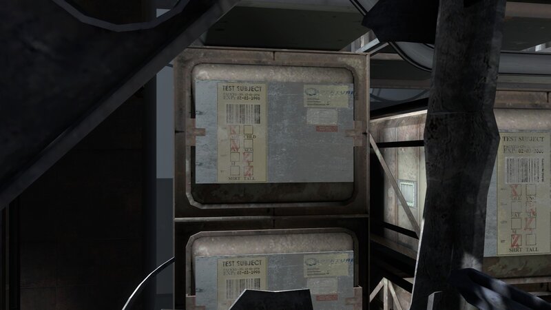 test subject crates in facility