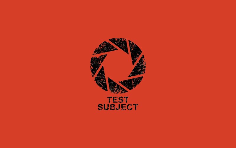 Test Subject logo on red