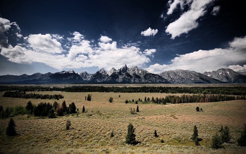 Teton Mountain Range — Blue, Dramatic, Afternoon, Photograph, Mountains