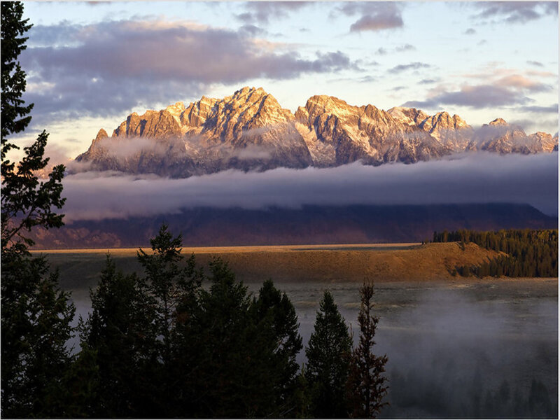Teton Mountain Range — Blue, Serene, Sunrise