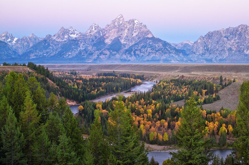 Teton Mountain Range — Green, Serene, Autumn