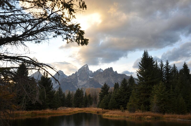 Teton Mountain Range — Green, Serene, Sunset