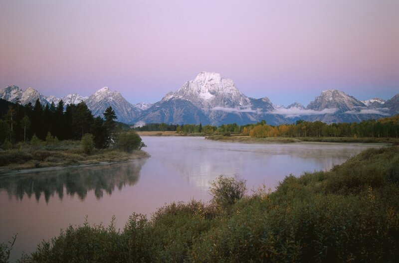 Tetons at dawn with river