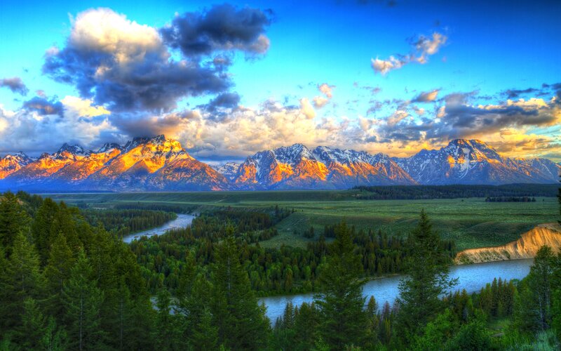 Tetons Mountain Range — Blue, Dramatic, Sunrise, Photograph, River
