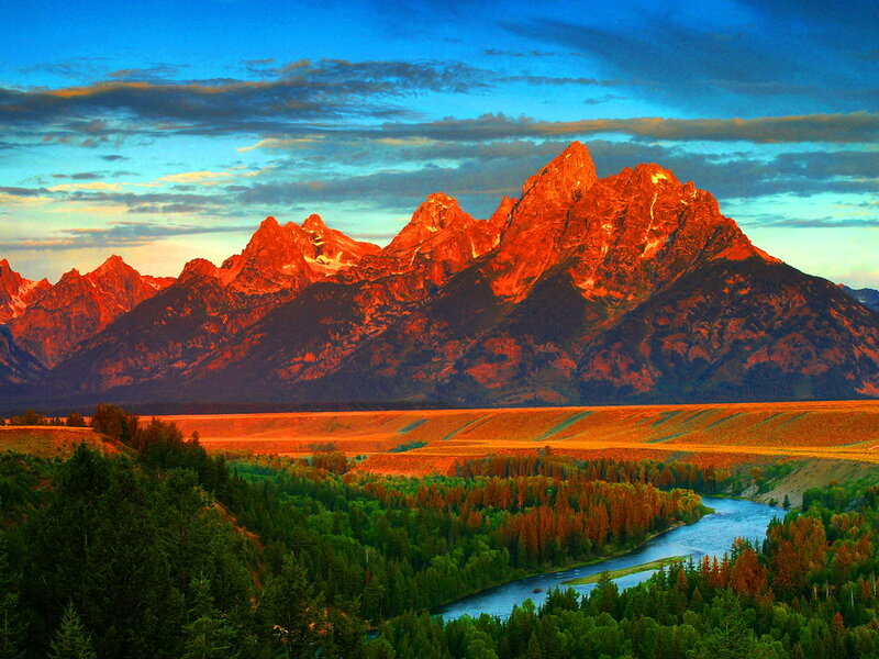 Tetons Mountain Range — Blue, Dramatic, Sunset