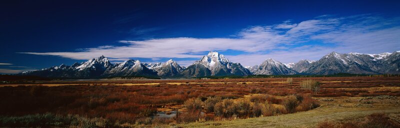 Tetons Mountain Range — Blue, Serene, Autumn, Photograph