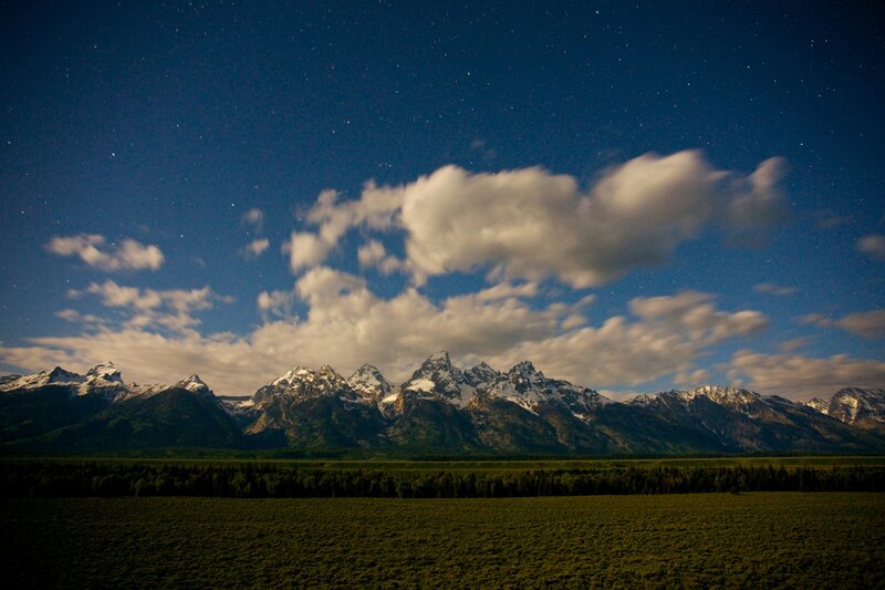 Tetons Mountain Range — Blue, Serene, Night