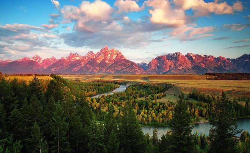 Tetons Mountain Range — Blue, Serene, Sunset, Photograph